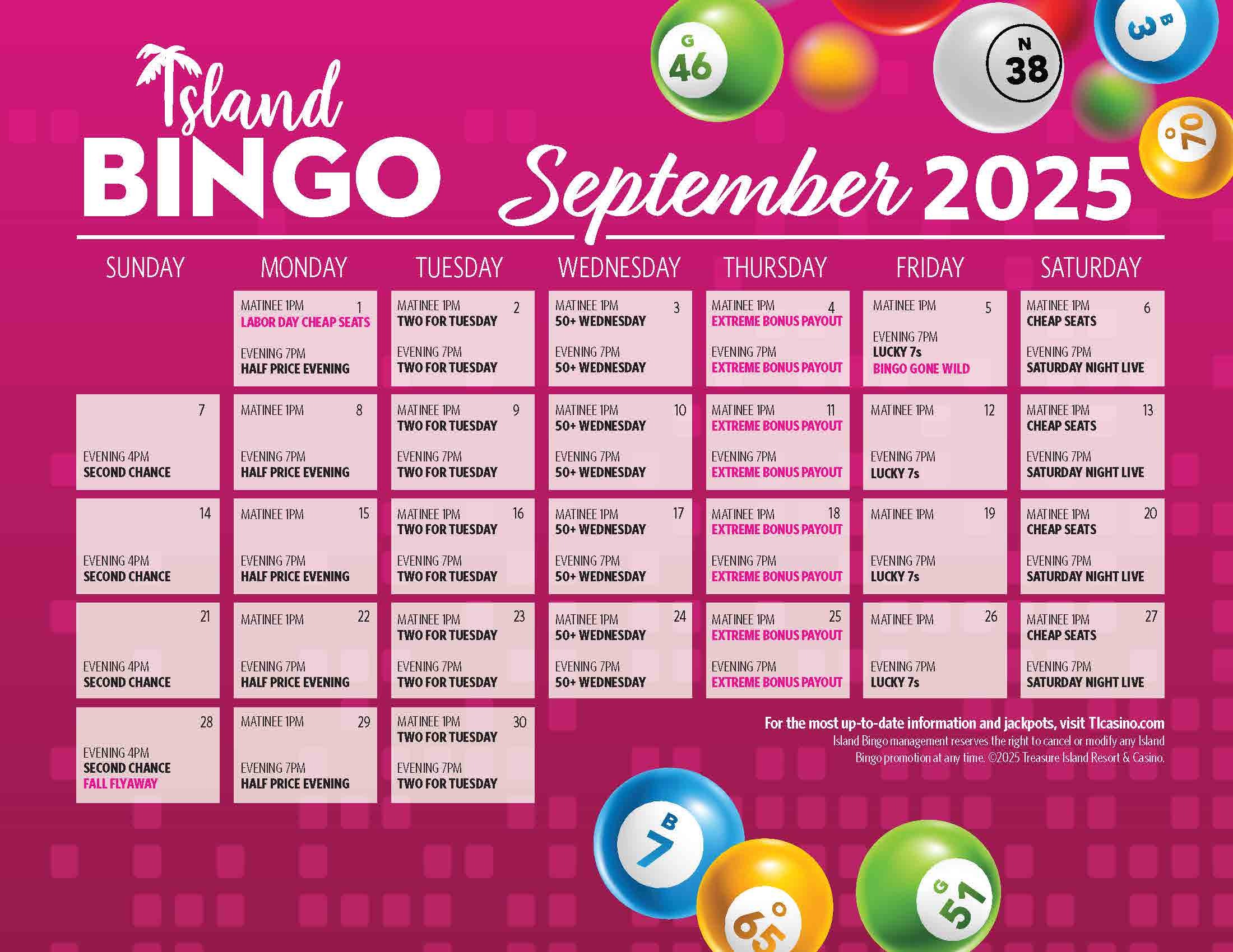 September Bingo Calendar 2025